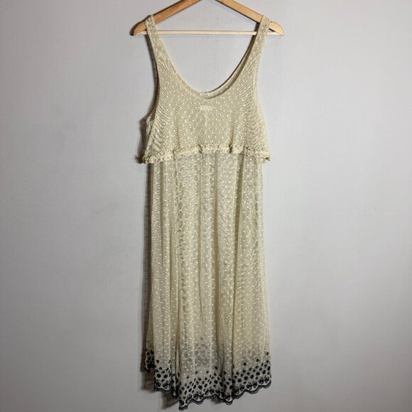 Intimately Free People Sheer Lace Midi Dress Women's Small Cream Boho Festival - Picture 9 of 14
